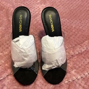 Fashion Nova Black Clear Heels
